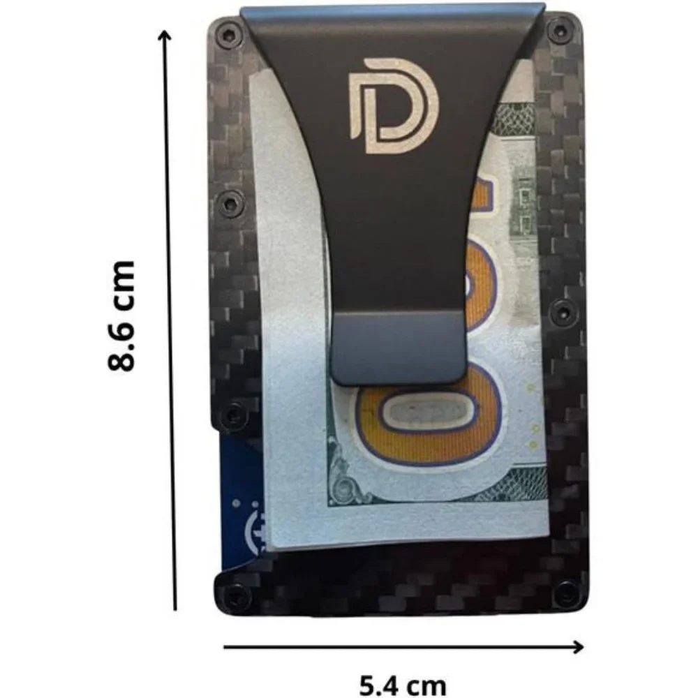 Men's Carbon Fiber Slim Wallet Smart Money Clip Cash Credit Card Holder